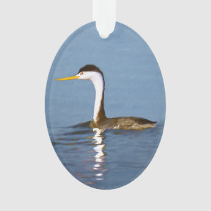 Clark's Grebe Painting - Original Bird Art Ornament