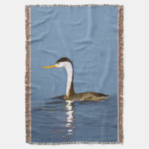 Clark's Grebe Painting - Original Bird Art Throw Blanket