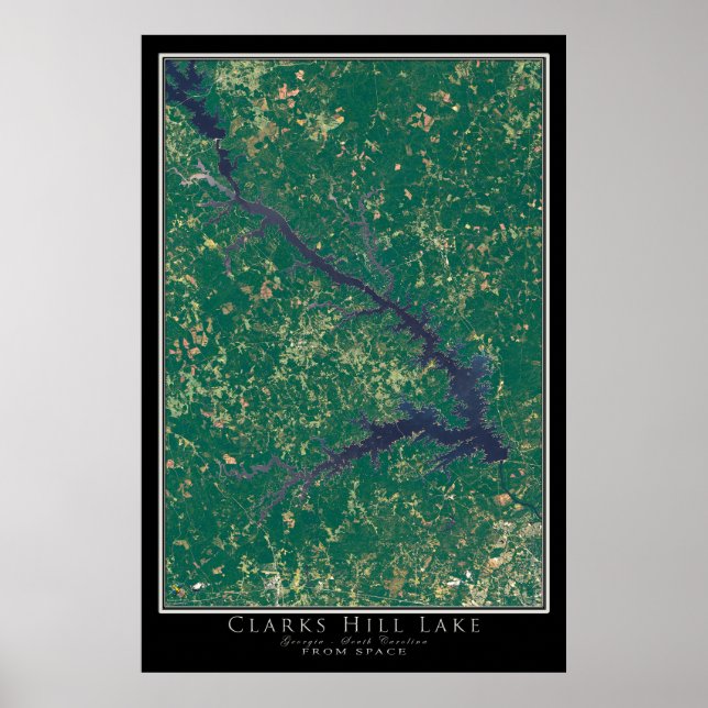 Clarks Hill Lake Lake Georgia Satellite Map Poster (Front)