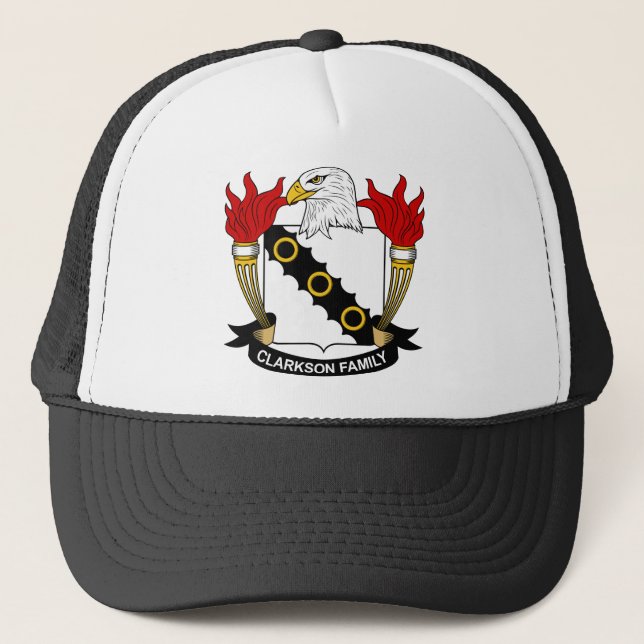 Clarkson Family Crest Trucker Hat (Front)