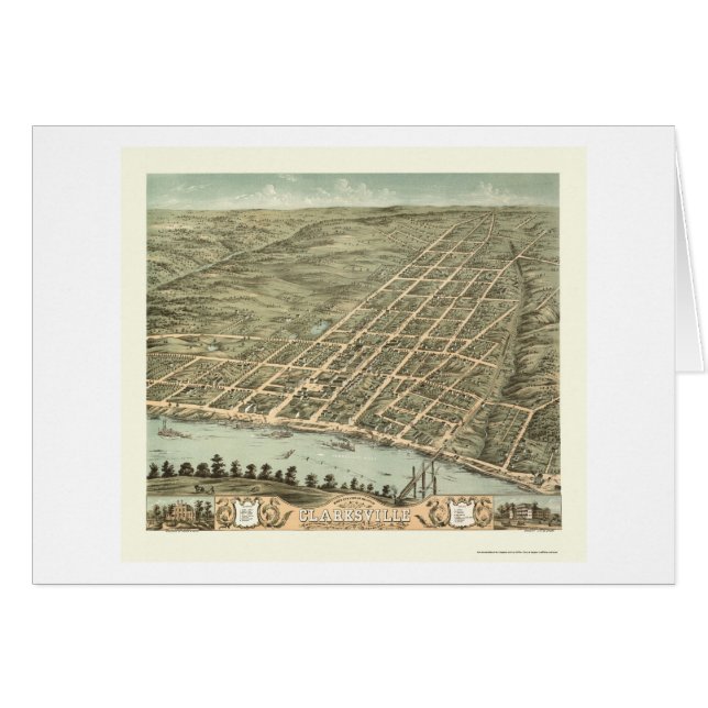 Clarksville, carte panoramique de TN - 1870 (Devant horizontal)
