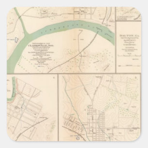 Clarksville, Tenn, Dalton, Ga Square Sticker