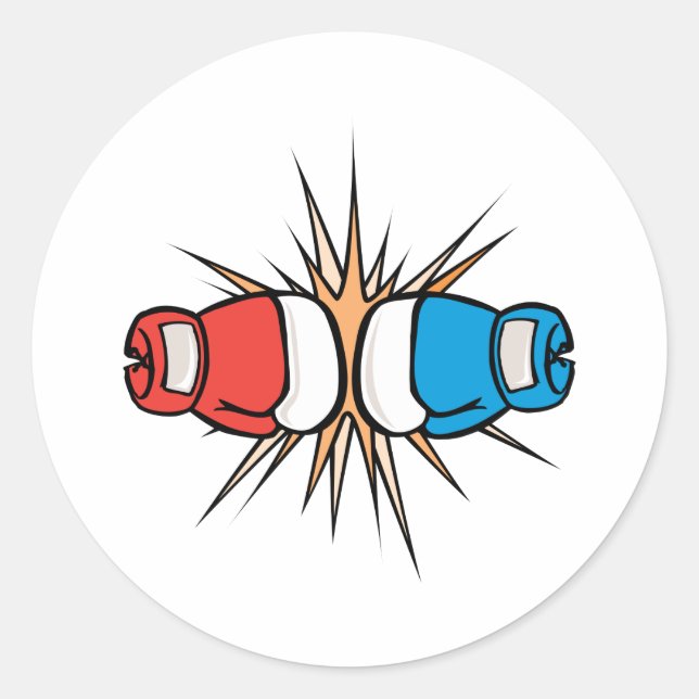 clashing boxing gloves classic round sticker (Front)