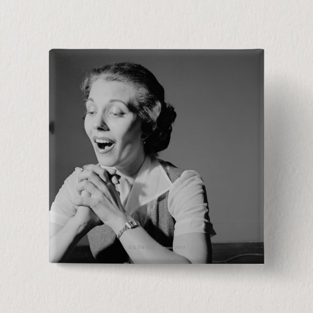 Clasped Hands 2 Inch Square Button (Front)