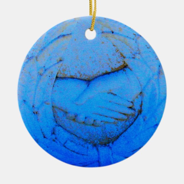 clasped hands friends forever ceramic ornament (Front)