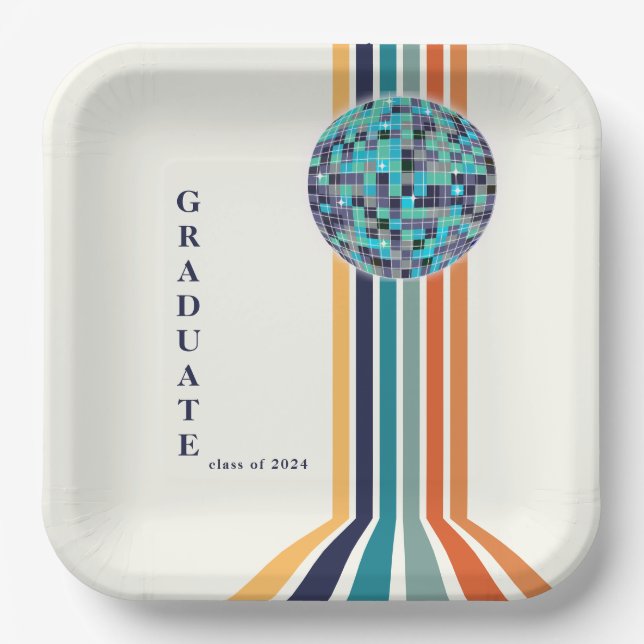 Class 0f 2024 Retro Graduation Party Paper Plate (Front)