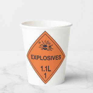 Class 1.1L Explosives Hazard Sign Paper Cups