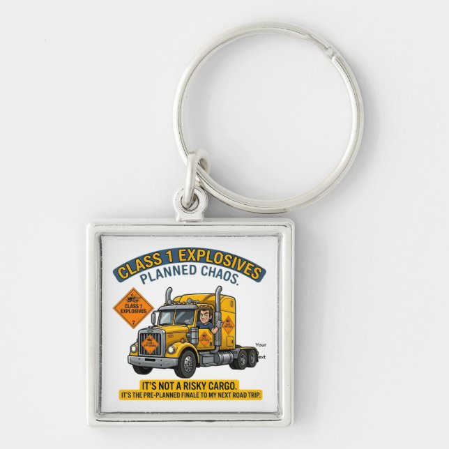 Class 1 Explosives Trucker Gift | Funny ADR Hazard Keychain (Front)