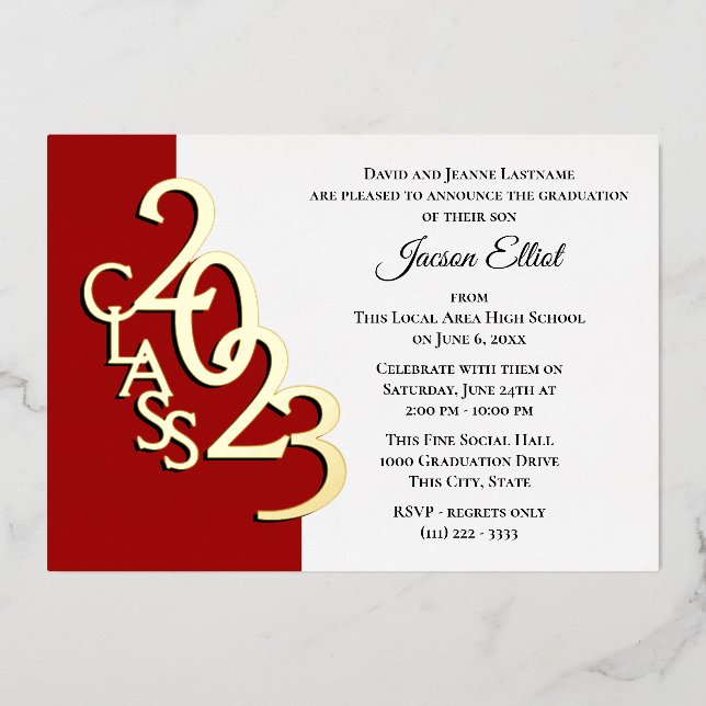 Class 2023 Graduation Red and Gold Foil (Front)