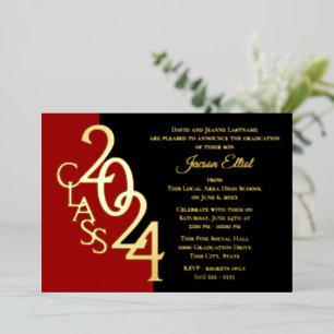 Class 2024 Graduation Red and Gold Foil
