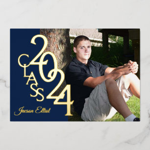 Class 2024 Photo Graduation Navy and Gold