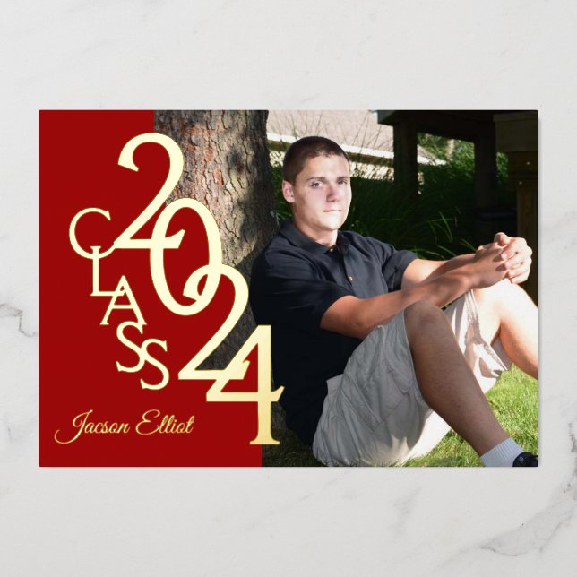 Class 2024 Photo Graduation Red and Gold (Front)