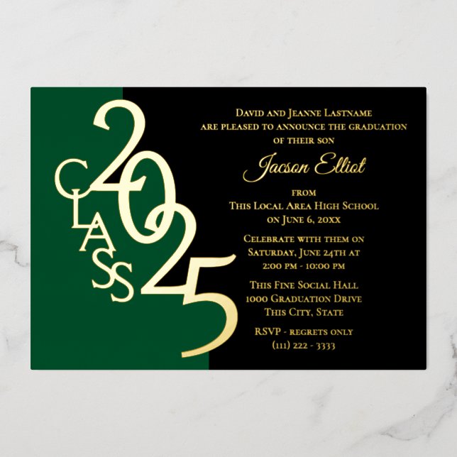 Class 2025 Graduation Gold Foil with Colour Option (Front)