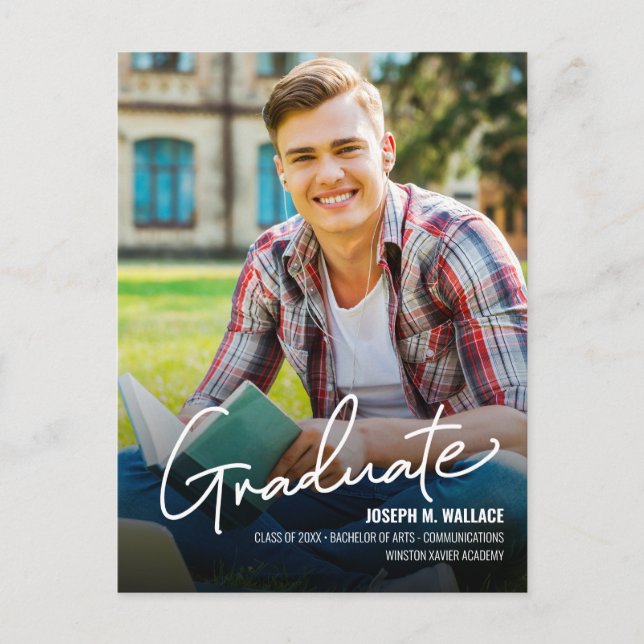 Class 2025 University Graduate Photo Personalized Announcement Postcard (Front)