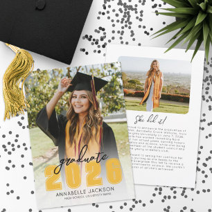Class 2026 Graduate Photo Gold Graduation Announcement
