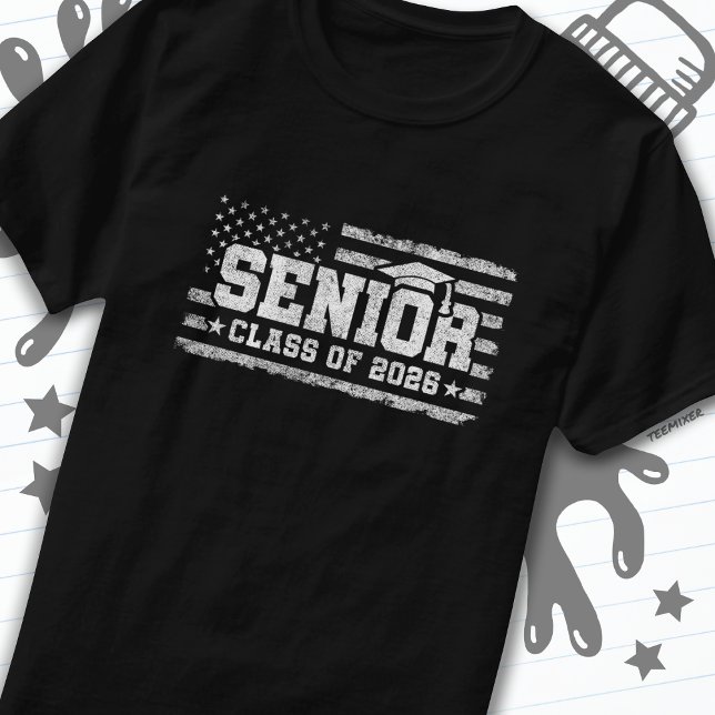 Class 2026 Graduation American Flag Senior 2026 T-Shirt (Creator Uploaded)