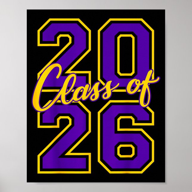 Class 2026 Graduation Varsity Purple Illustration Poster (Front)
