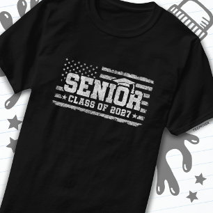 Class 2027 Graduation American Flag Senior 2027 T-Shirt