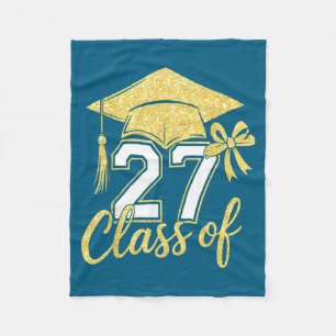 Class 2027 Senior Future Graduation Illustration Fleece Blanket