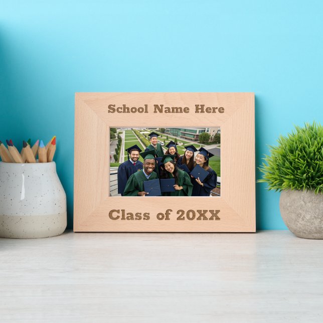 Class 20XX School Group Photograph Rustic Script Etched Frames (Creator Uploaded)
