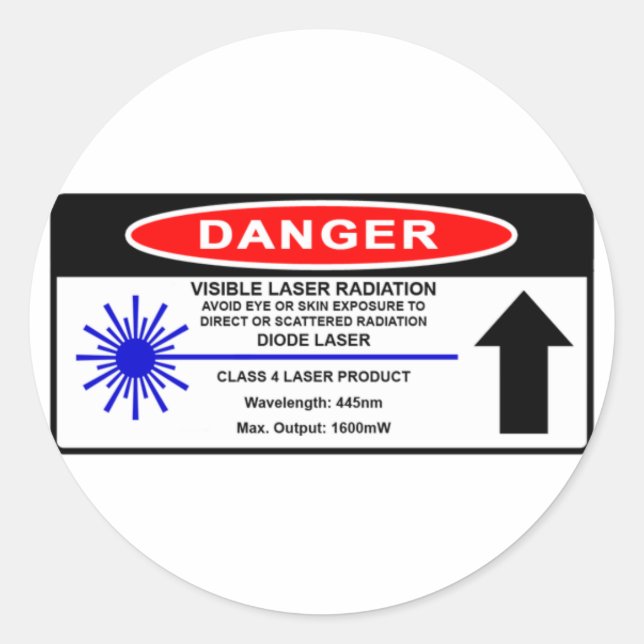 Class 4 445nm Laser Warning Sticker (Front)
