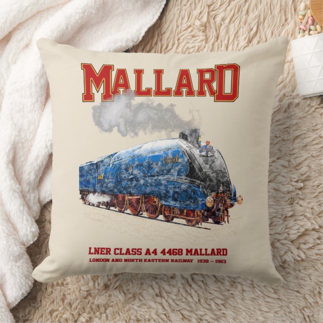 Class A4 Mallard - World Fastest Steam Locomotive Throw Pillow (Blanket)
