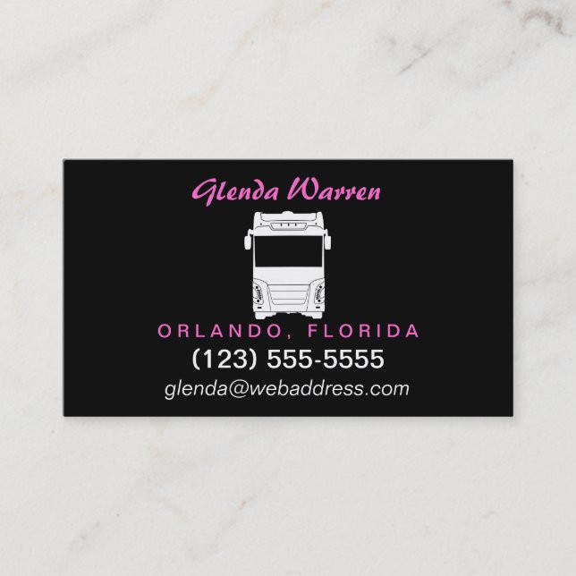 Class A Motorhome / Bus Silhouette Calling Card (Front)