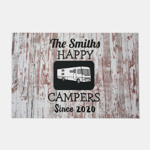 Class A RV Camper Doormat with Barnwood Background