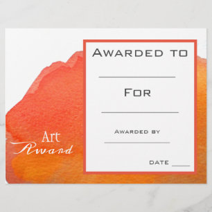 Class art award orange paint splash watercolor