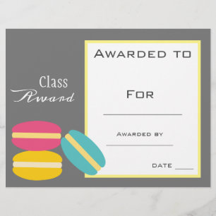 Class award cute macaron children certificate