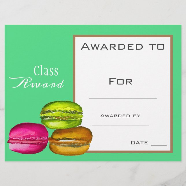 Class award cute macaron children certificate (Front)