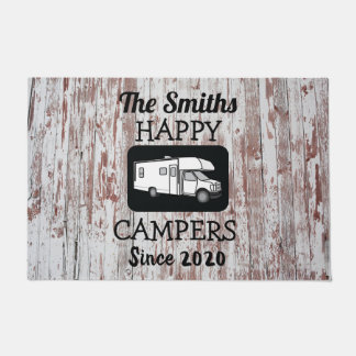 Class C Camper Doormat with Barnwood Background
