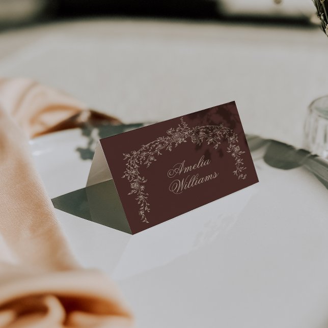 Class Chocolate Brown Floral Botanical Wedding Table Number (Creator Uploaded)