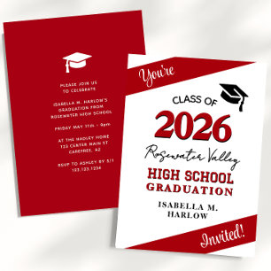Class Colors Red YY Graduation Invitation
