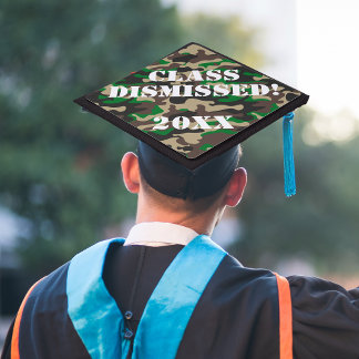 Class Dismissed Camo Graduation Cap Topper