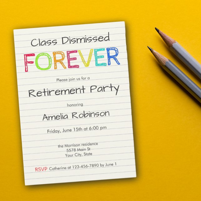 Class Dismissed Forever Teacher Retirement Party Invitation (Creator Uploaded)