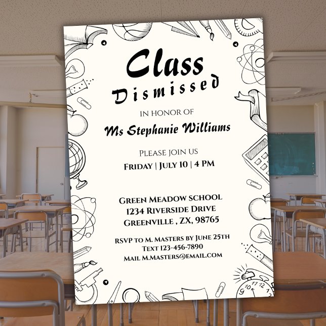  Class Dismissed School Teacher Retirement Party Invitation (Creator Uploaded)