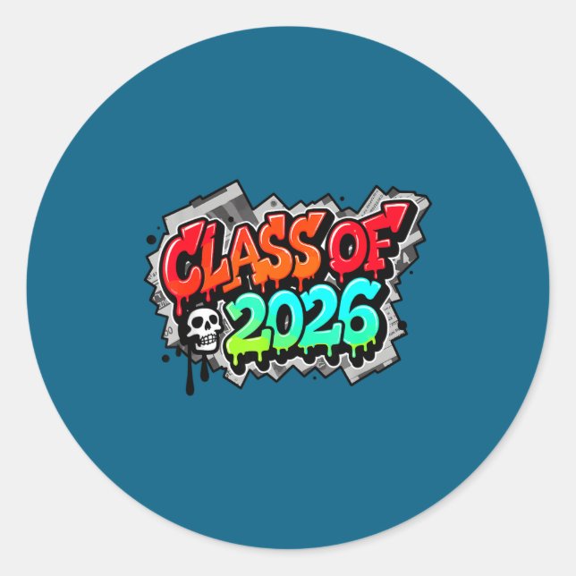 Class Graduation Graffiti Streetwear Drip Classic Round Sticker (Front)