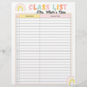 Class List Planner Letterhead