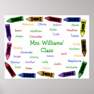 Class Names Poster - Crayons
