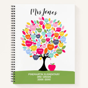 class names teacher rainbow thank you apple tree notebook