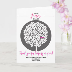 class names teacher rainbow thank you bird tree card