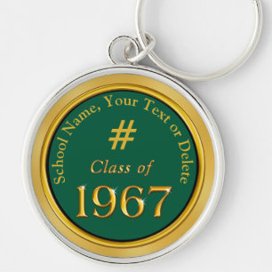 Class of 1967 Reunion Gifts Your COLORS and TEXT Keychain