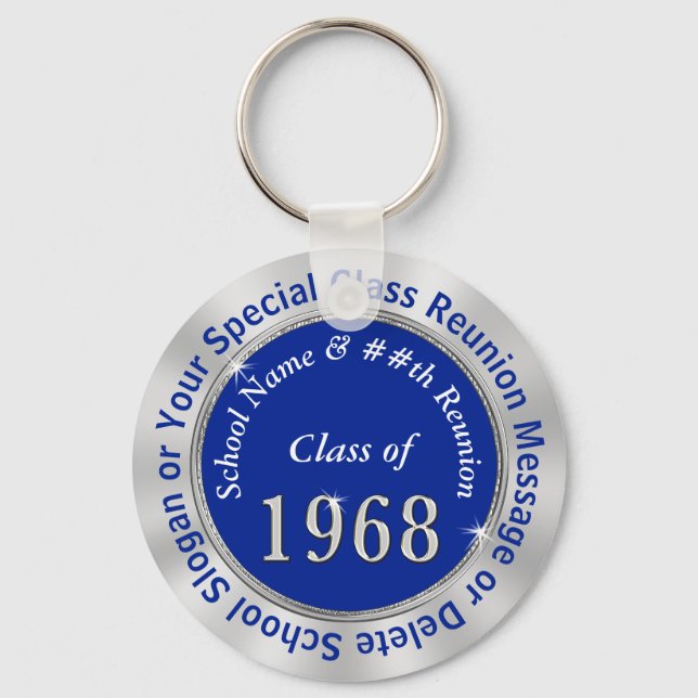 Class of 1968 Gifts Personalized 2 Text Boxes Keychain (Front)