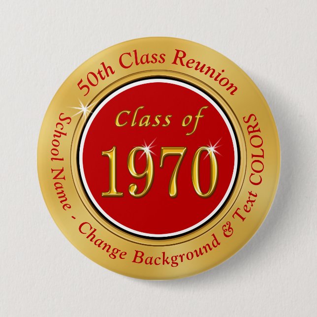 Class of 1970 Cheap 50th Class Reunion Gifts 3 Inch Round Button (Front)