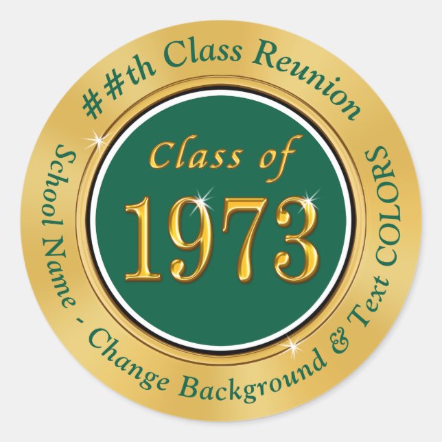 Class of 1973, Forest Green and Gold Stickers (Front)