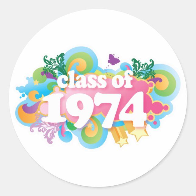 Class of 1974 classic round sticker (Front)