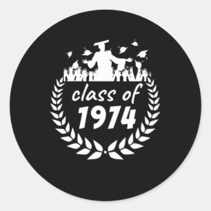 class of 1974 graduation or reunion design by year classic round sticker