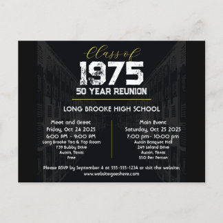 Class of 1975 50 Year High School Reunion 2 Events Postcard
