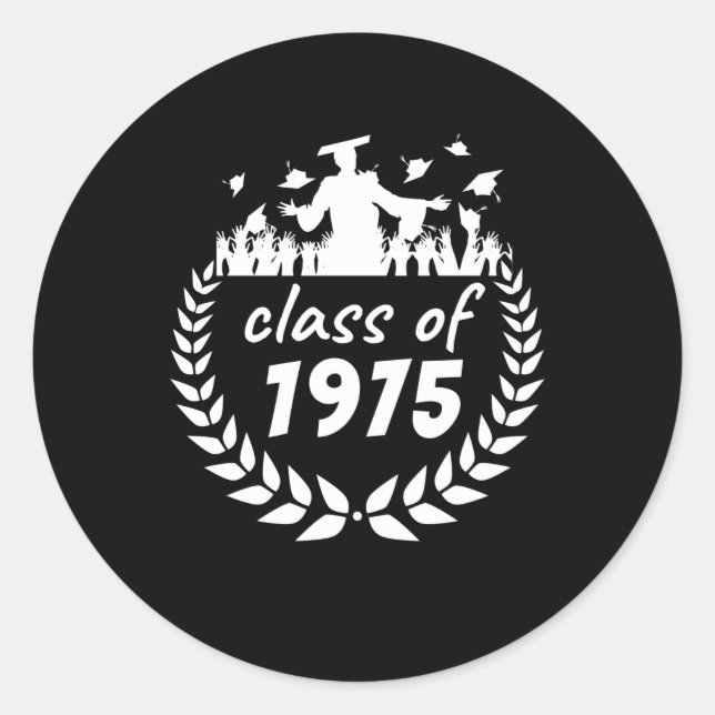 class of 1975 graduation or reunion design by year classic round sticker (Front)
